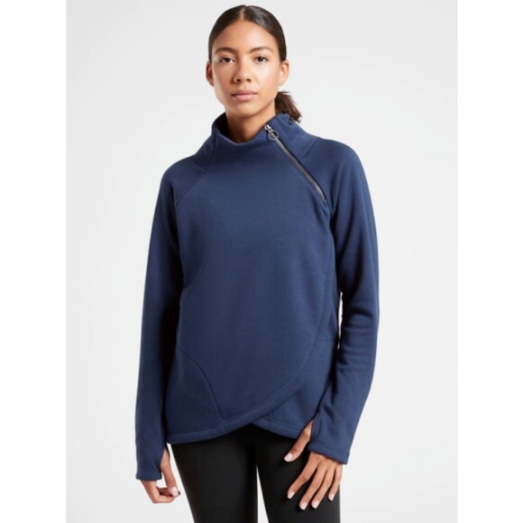 Athleta Sweaters - ATHLETA Cozy Karma Asymmetrical Blue Pullover Sweater Jacket Size S